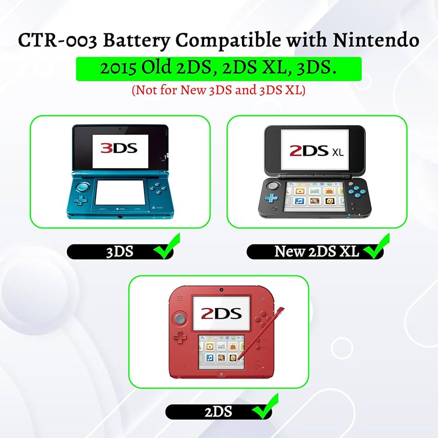 CTR-003 Battery Replacement Compatible with Nintendo 2015